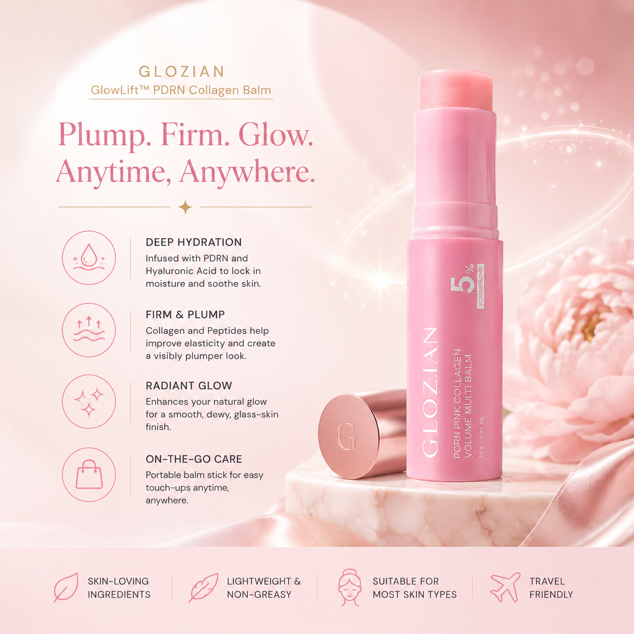 Glozian GlowLift™ PDRN Collagen Balm | Plump. Firm. Glow. Anytime, Anywhere.